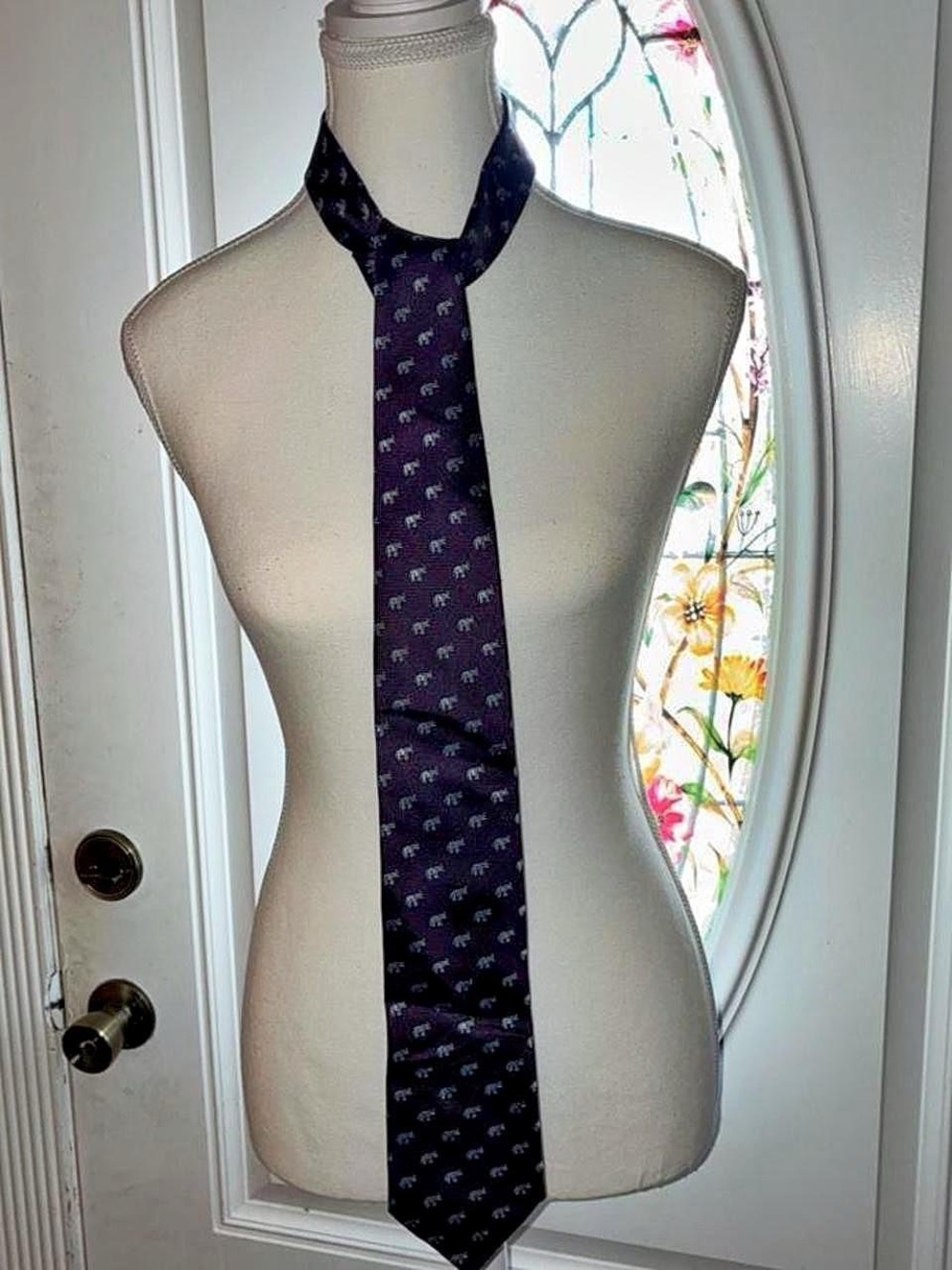 Vintage Dark Purple Elephant Pattern  Tie
